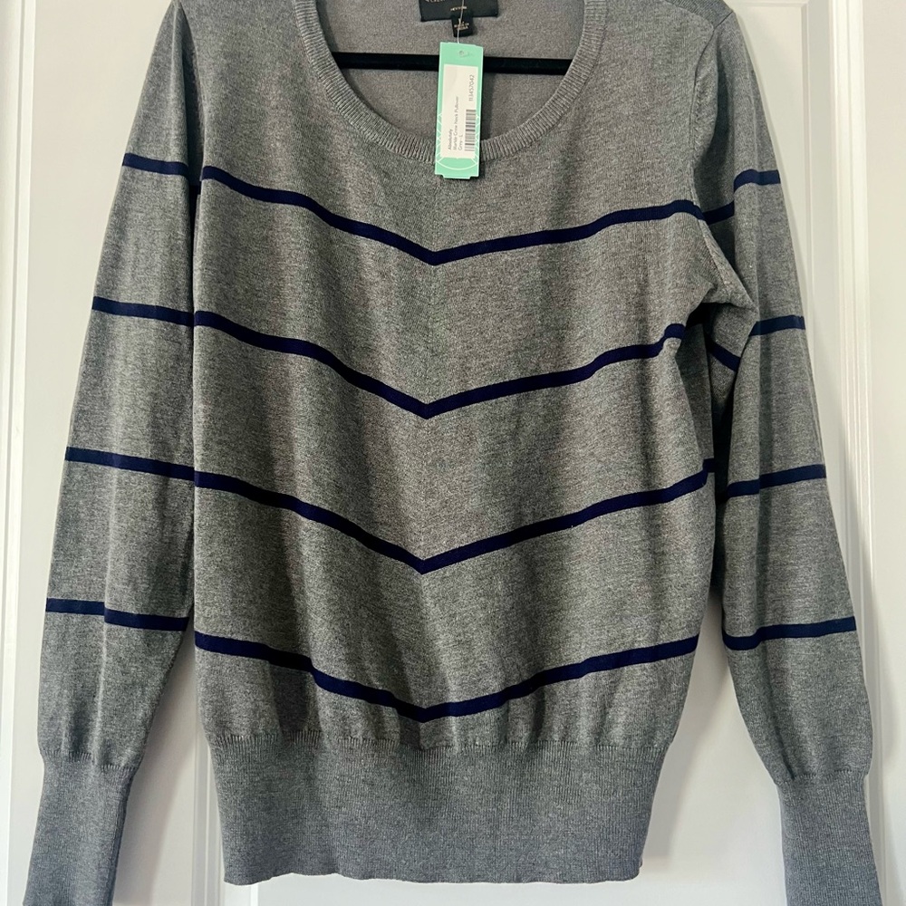 Absolutely Gray and Blue Crew Neck Sweater